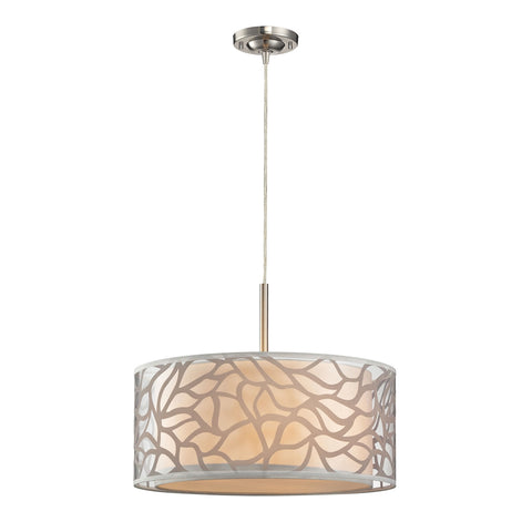 Autumn Breeze 3 Light Pendant In Brushed Nickel