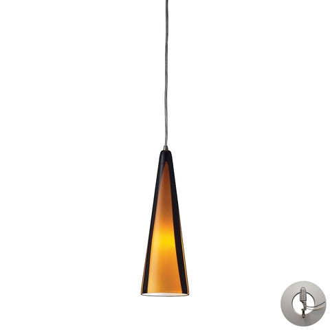 Desert Winds 1 Light Pendant In Satin Nickel And Sahara Glass - Includes Recessed Lighting Kit