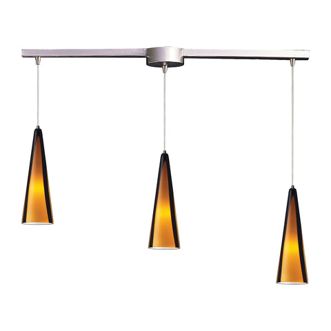 Desert Winds 3 Light Pendant In Satin Nickel And Sahara Glass