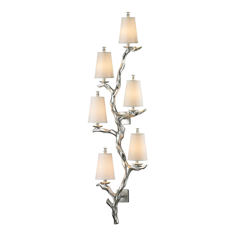 Sprig 6 Light Wall Sconce In Silver Leaf