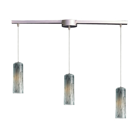 Maple 3 Light Pendant In Satin Nickel And Maple Dusk Glass