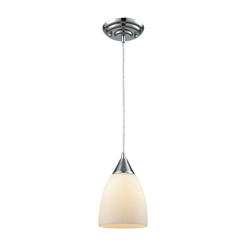 Merida 1 Light Pendant In Polished Chrome With White Linen Glass - Includes Recessed Lighting Kit