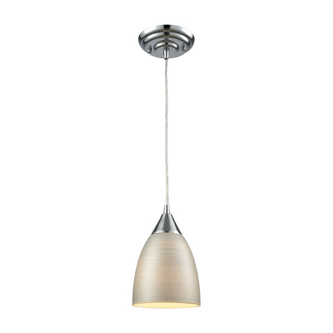 Merida 1 Light Pendant In Polished Chrome With Silver Linen Glass