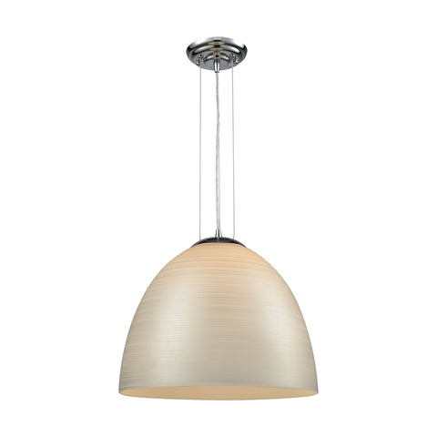 Merida 1 Light Pendant In Polished Chrome With Silver Linen Glass