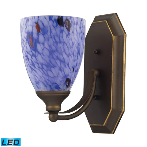 Bath And Spa 1 Light LED Vanity In Aged Bronze And Starburst Blue Glass
