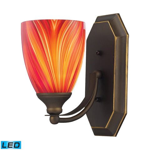 Bath And Spa 1 Light LED Vanity In Aged Bronze And Multi Glass