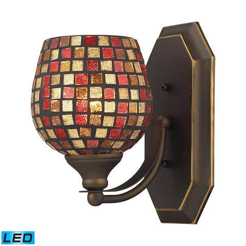 Bath And Spa 1 Light LED Vanity In Aged Bronze And Multi Fusion Glass