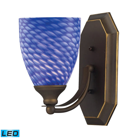 Bath And Spa 1 Light LED Vanity In Aged Bronze And Sapphire Glass