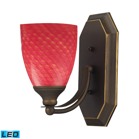 Bath And Spa 1 Light LED Vanity In Aged Bronze And Scarlet Red Glass