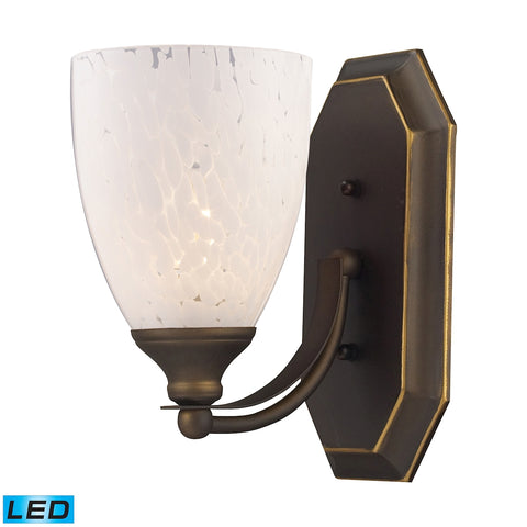 Bath And Spa 1 Light LED Vanity In Aged Bronze And Snow White Glass