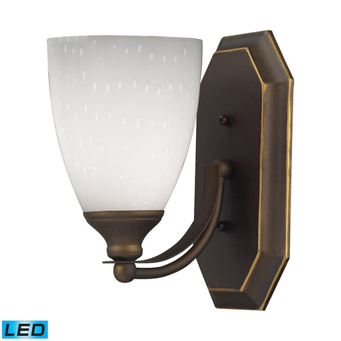 Bath And Spa 1 Light LED Vanity In Aged Bronze And Simple White Glass