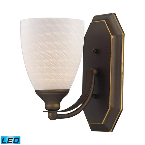 Bath And Spa 1 Light LED Vanity In Aged Bronze And White Swirl Glass