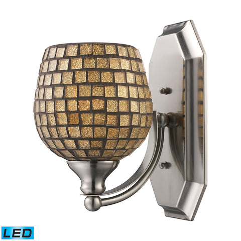 Bath And Spa 1 Light LED Vanity In Polished Chrome And Gold Leaf Glass