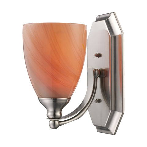 Bath And Spa 1 Light Vanity In Satin Nickel And Sandy Glass