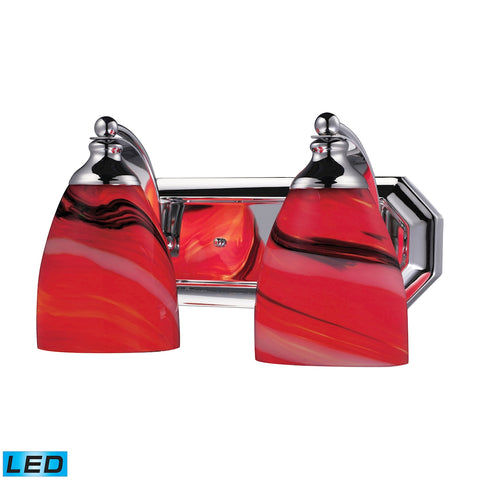 Bath And Spa 2 Light LED Vanity In Polished Chrome And Candy Glass