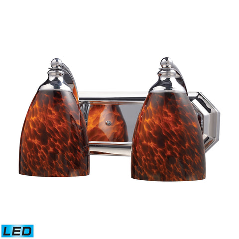 Bath And Spa 2 Light LED Vanity In Polished Chrome And Espresso Glass