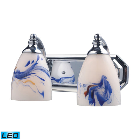 Bath And Spa 2 Light LED Vanity In Polished Chrome And Mountain Glass