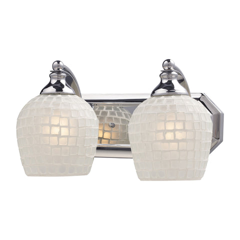 Bath And Spa 2 Light Vanity In Polished Chrome And White Glass