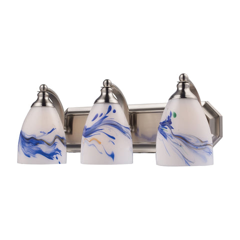 Bath And Spa 3 Light Vanity In Satin Nickel And Mountain Glass