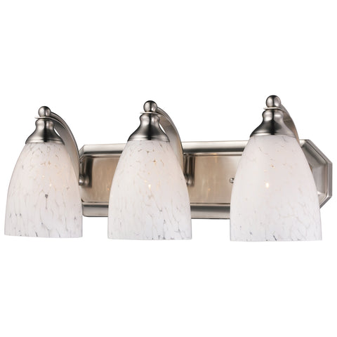 Bath And Spa 3 Light Vanity In Satin Nickel And Snow White Glass