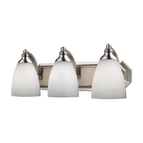 Bath And Spa 3 Light Vanity In Satin Nickel And Simple White Glass