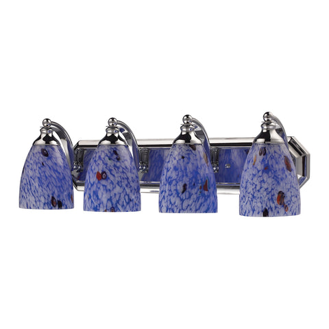 Bath And Spa 4 Light Vanity In Polished Chrome And Starburst Blue Glass