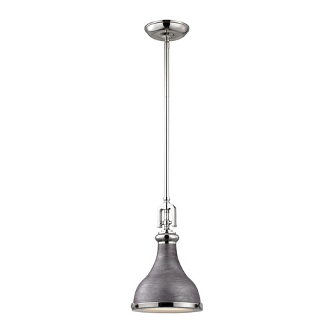 Rutherford 1 Light Pendant In Polished Nickel And Weathered Zinc