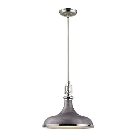 Rutherford 1 Light Pendant In Polished Nickel And Weathered