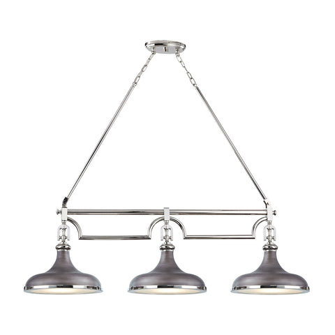 Rutherford 3 Light Island In Weathered Zinc And Polished Nickel