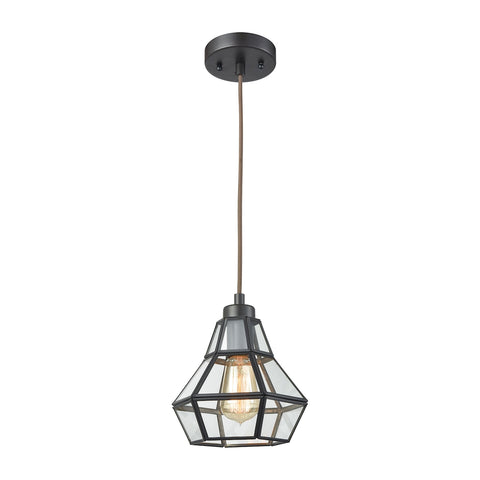 Window Pane 1 Light Pendant In Oil Rubbed Bronze With Clear Glass
