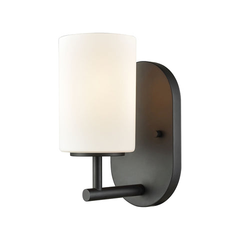 Pemlico 1 Light Vanity In Oil Rubbed Bronze With White Glass