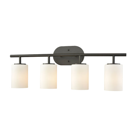 Pemlico 4 Light Vanity In Oil Rubbed Bronze With White Glass