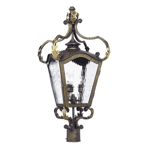 Acadiana Outdoor Post Lantern In Castle Bronze And Water Glass