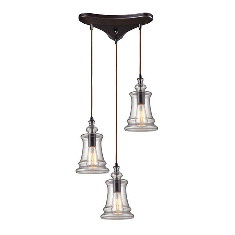 Menlow Park 3 Light Pendant In Oil Rubbed Bronze