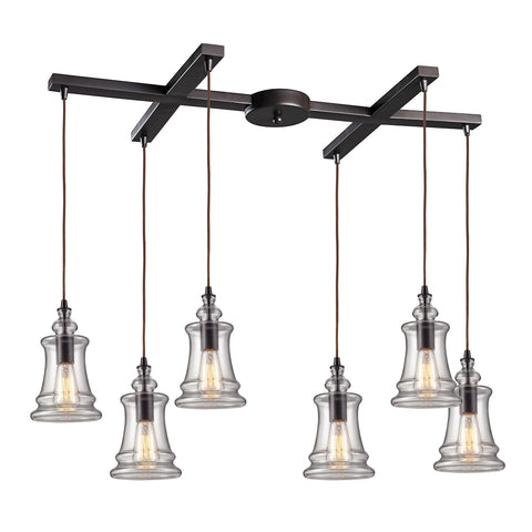 Menlow Park 6 Light Pendant In Oil Rubbed Bronze