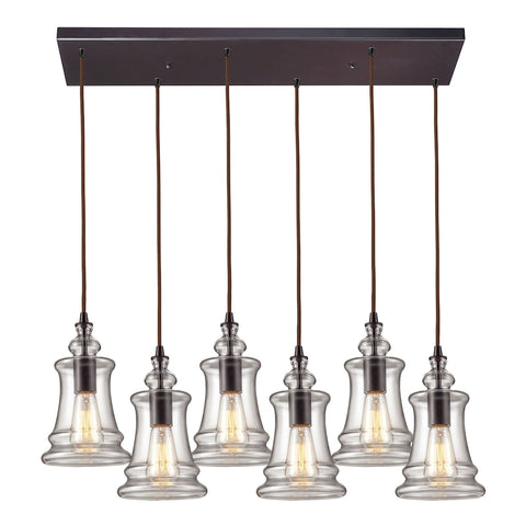 Menlow Park 6 Light Pendant In Oiled Bronze