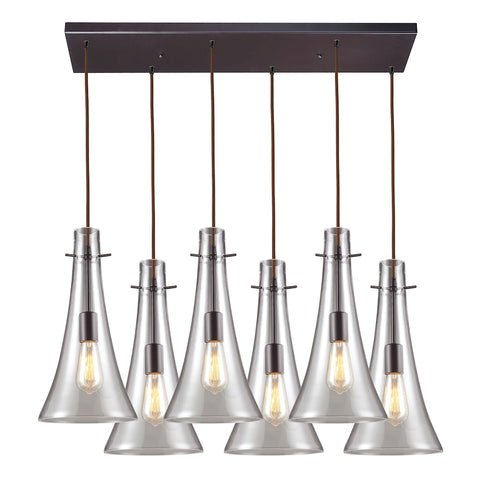 Menlow Park 6 Light Pendant In Oiled Bronze