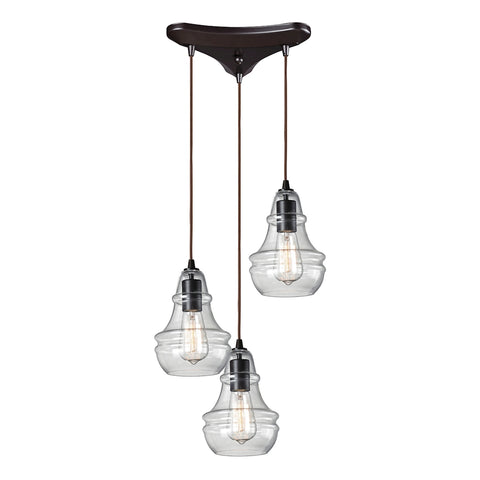 Menlow Park 3 Light Pendant In Oil Rubbed Bronze