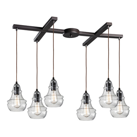 Menlow Park 6 Light Pendant In Oil Rubbed Bronze