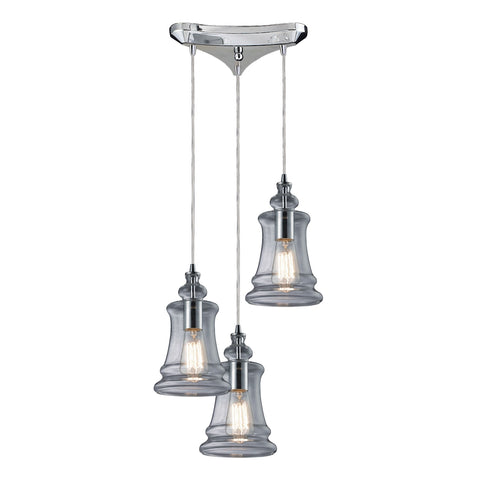 Menlow Park 3 Light Pendant In Polished Chrome