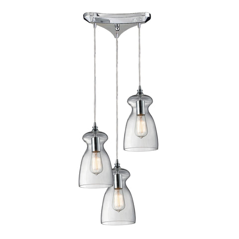 Menlow Park 3 Light Pendant In Polished Chrome
