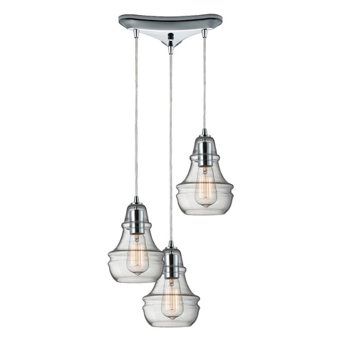 Menlow Park 3 Light Pendant In Polished Chrome