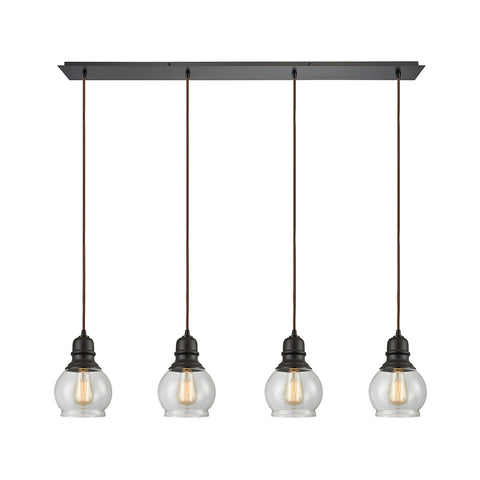 Menlow Park 4 Light Pendant In Oil Rubbed Bronze