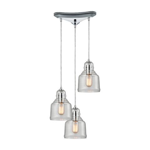 Menlow Park 3 Light Pendant In Polished Chrome