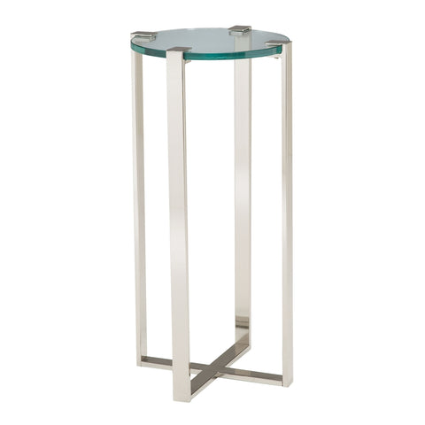 Uptown Plant Stand In Polished Nickel And Clear Glass