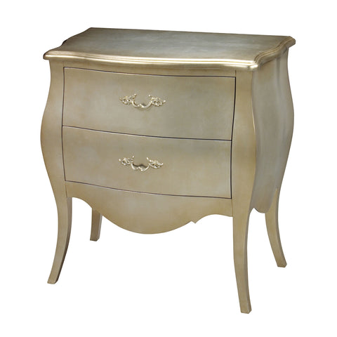Romana Bowfront Chest In Silver Leaf And Champagne