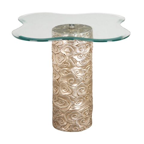 Mini Flora Accent Table In Silver Leaf And Antique Champagne