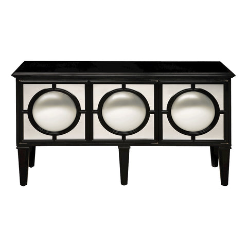 Mirage Convex Mirrored Sideboard In Ebony