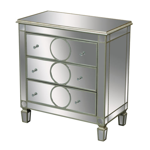 Derin 3-Drawer Chest In Clear Mirror And Champagne Silver Leaf