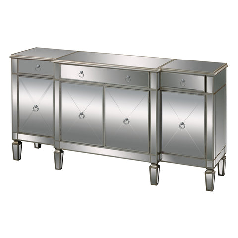 Bodrum Buffet Server In Clear Mirror And Champagne Silver Leaf